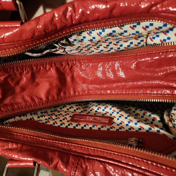 MARC BY MARC JACOBS Double Zip Top Patent Leather Satchel in Coral Red - Picture 11 of 16